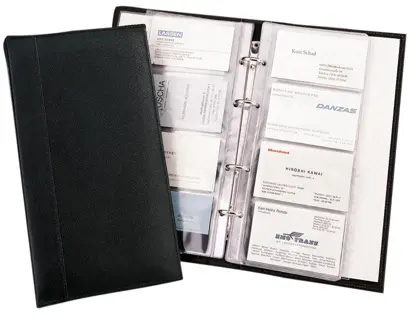 ALASSIO Visitenkarten-Ringbuch 41008 mit A-Z-Register für 120 Karten Lederimitat schwarz