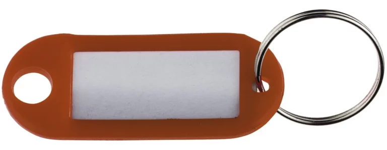 ALCO Schlüsselanhänger 1851 mit Beschriftungsschild orange