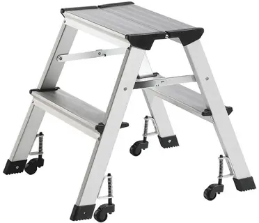 ALCO Trittleiter 898 2-stufig mit 4 Rollen silber