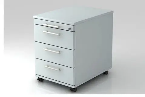AMPYR Rollcontainer 58 cm 3 Schübe mit Schloss grau
