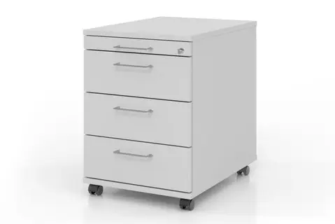 AMPYR Rollcontainer 58 cm 3 Schübe mit Schloss grau