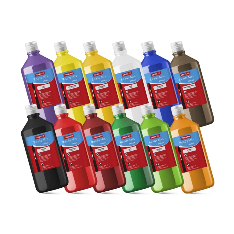 ARISTO Flüssigmalfarbe Ready Mix 12 Stück à 600 ml farbig sortiert