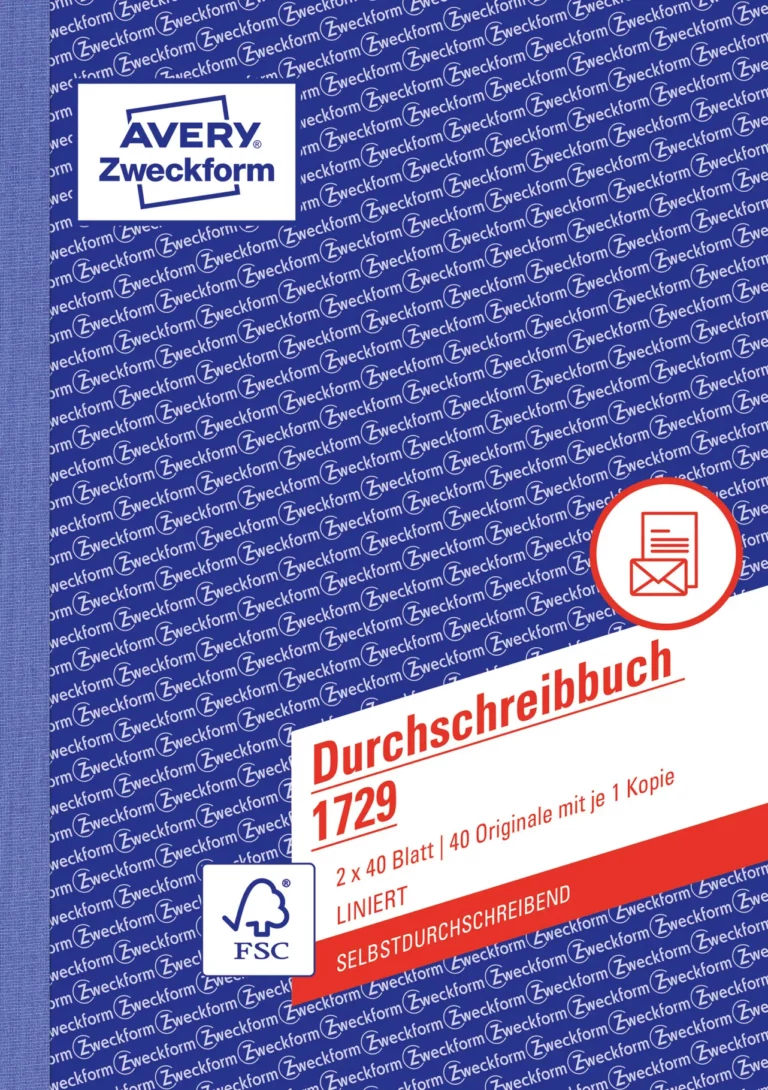 AVERY ZWECKFORM Durchschreibbuch 1729 2x 40 Blatt  A5 selbstdurchschreibend liniert