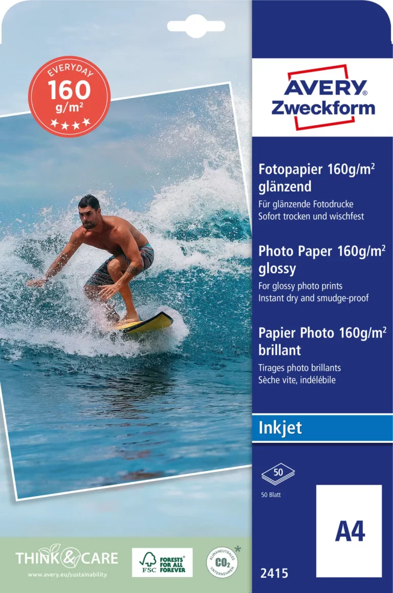 AVERY ZWECKFORM Fotopapier 2415 Everyday Inkjet 50 Blatt A4 160 g/m² weiß glänzend