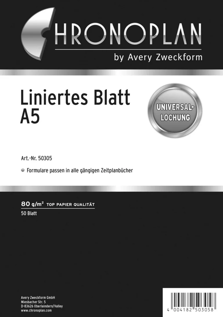 AVERY ZWECKFORM Kalenderblatteinlage Chronoplan 50305 50 Blatt A5 80 g/m² liniert 148 x 210 mm weiß