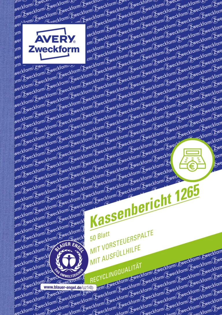 AVERY ZWECKFORM Kassenbericht 1265 50 Blatt A5 ohne Durchschlag