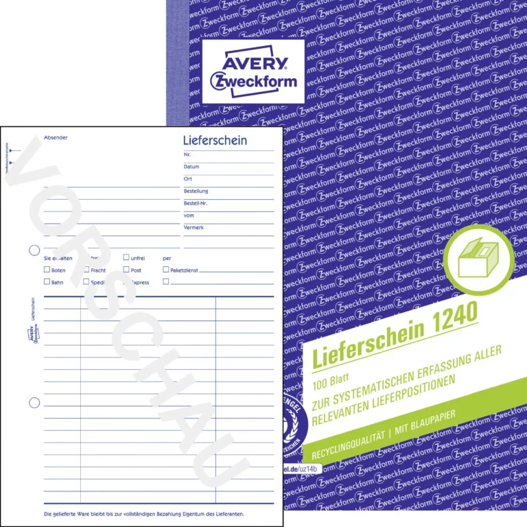 AVERY ZWECKFORM Lieferschein 1240 100 Blatt A5 mit Blaupapier
