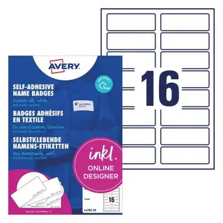 AVERY ZWECKFORM Namensetiketten L4783-20 320 Stück aus Acetatseide ablösbar 88