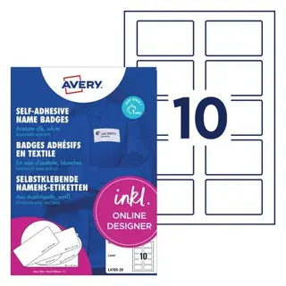 AVERY ZWECKFORM Namensetiketten L4785-20 200 Stück aus Acetatseide ablösbar 80 x 50 mm weiß