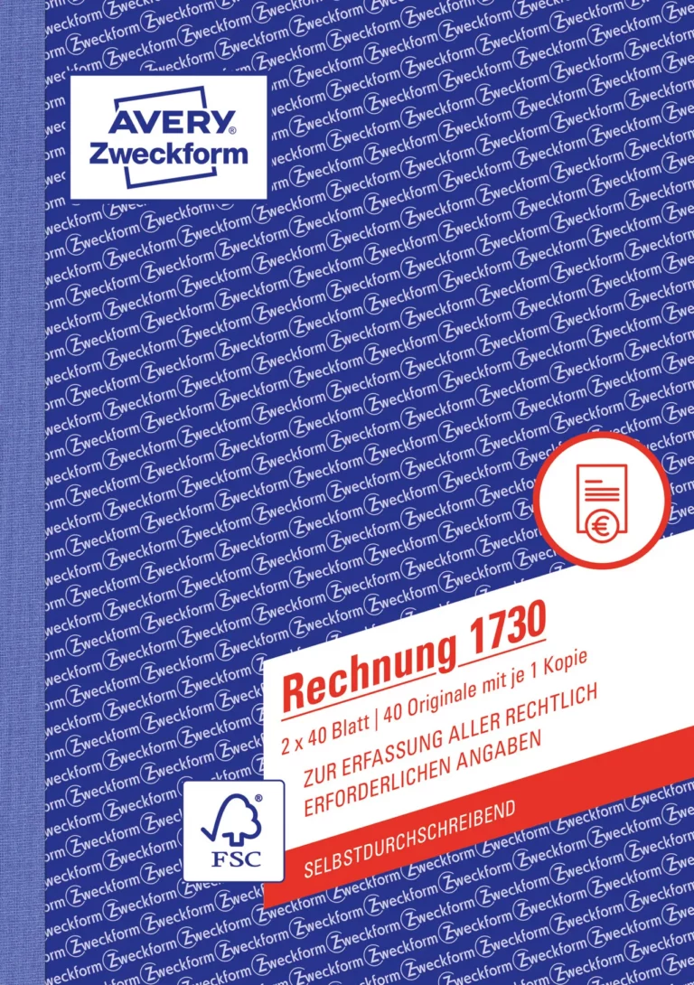 AVERY ZWECKFORM Rechnung 1730 2x 40 Blatt A5 hoch selbstdurchschreibend