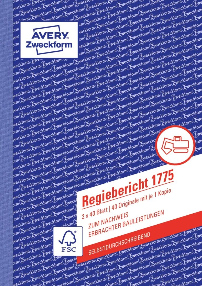 AVERY ZWECKFORM Regiebericht 1775 2x 40 Blatt A5 selbstdurchschreibend