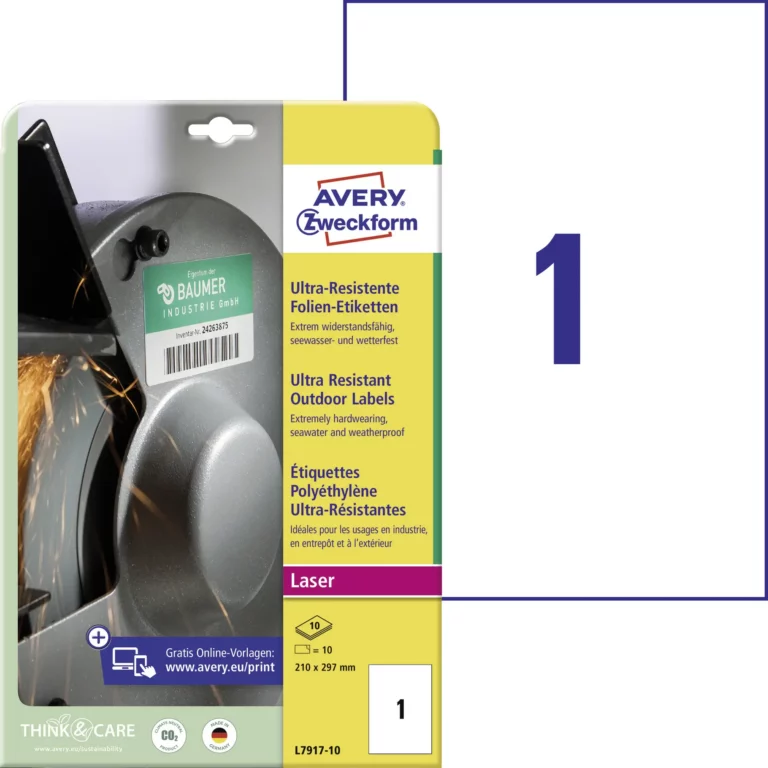 AVERY ZWECKFORM Ultra-Resistente Etiketten L7917-10 10 Stück PE-Folie permanent 210 x 297 mm weiß