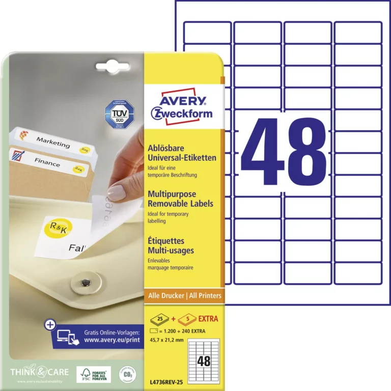 AVERY ZWECKFORM Universaletiketten L4736REV-25 1.440 Stück ablösbar 45