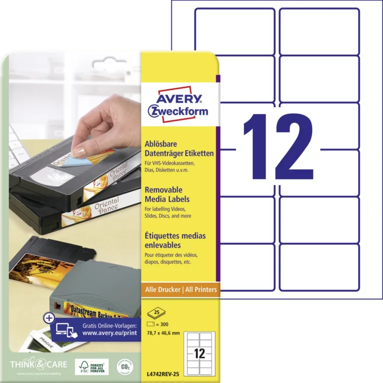 AVERY ZWECKFORM Videoetiketten L4742REV-25 300 Stück ablösbar 78