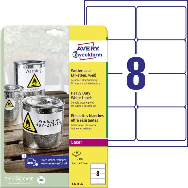 AVERY ZWECKFORM Wetterfeste Etiketten L4715-20 160 Stück permanent 99