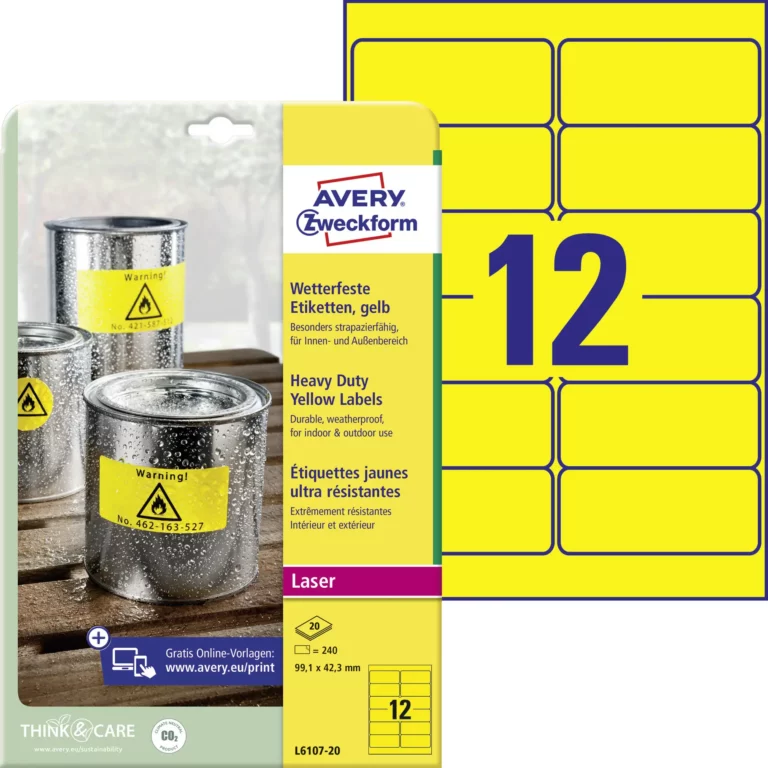AVERY ZWECKFORM Wetterfeste Etiketten L6107-20 240 Stück permanent 99