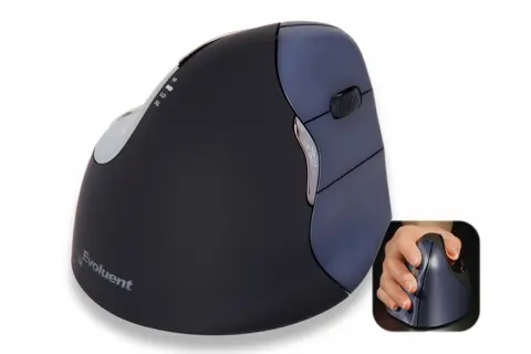 BAKKER ELKHUIZEN Vertikalmaus Evoluent4 wireless für Rechtshänder schwarz/blau
