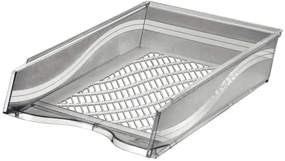 BENE Briefkorb 60100 A4/C4 stapelbar aus Polystyrol 255 x 65 x 370 mm grau transparent