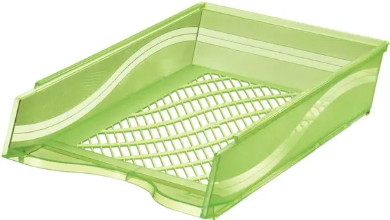BENE Briefkorb 60100 A4/C4 stapelbar aus Polystyrol 255 x 65 x 370 mm grün transparent