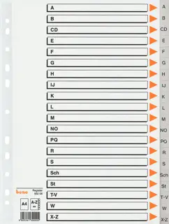 BENE Register 93208 A4 20-teilig A-Z PP 120 µm grau