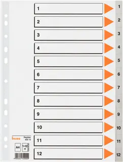 BENE Register 93212 A4 12-teilig 1-12 PP 120 µm grau