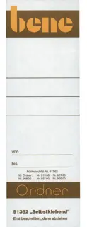 BENE Rückenschild 91362 10 Stück breit kurz selbstklebend 56 x 160 mm weiß