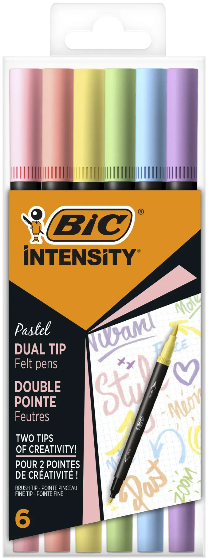 BIC Fasermaler Intensity Dual Tip Pastell 6 Stück mit Dualspitze 0