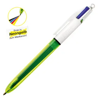 BIC Vierfarbkugelschreiber 4 Colours Fluo 3 Schreibfarben/1 Highlighter 0