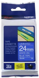 BROTHER Schriftband P-Touch TZe-555 24 mm x 8 m weiß auf blau