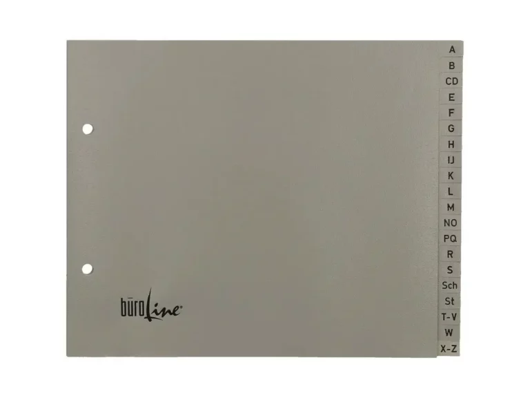 BÜROLINE Register A4 halbe Höhe 20-teilig A-Z PP 23 x 18 cm grau