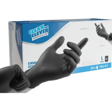 CLEAN & CLEVER Einweghandschuhe Nitril 100 Stück PRO167 L schwarz
