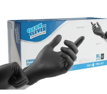 CLEAN & CLEVER Einweghandschuhe Nitril 100 Stück PRO167 XL schwarz