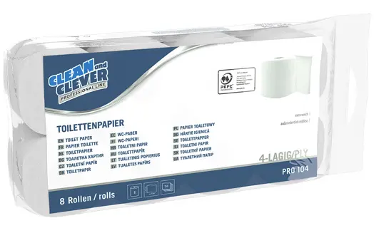 CLEAN & CLEVER Toilettenpapier PRO104 72 Rollen 4-lagig hochweiß