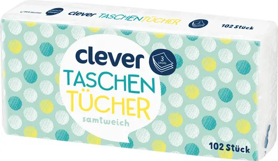 CLEVER Taschentücher 102 Stück 3-lagig weiß