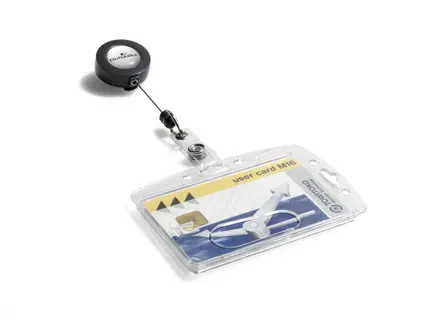 DURABLE Ausweishalter 8012 HARTBOX 10 Stück mit Jojo für 1 Karte 54 x 87 mm transparent
