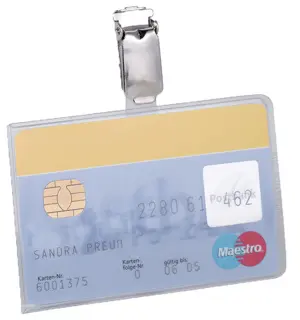 DURABLE Ausweishülle 8113 25 Stück mit Clip für 1 Karte 54 x 87 mm transparent