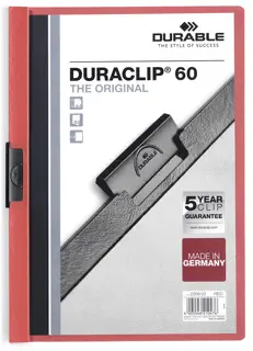 DURABLE Klemmmappe 2209 DURACLIP® A4 bis 60 Blatt Kunststoff 219 x 310 mm rot