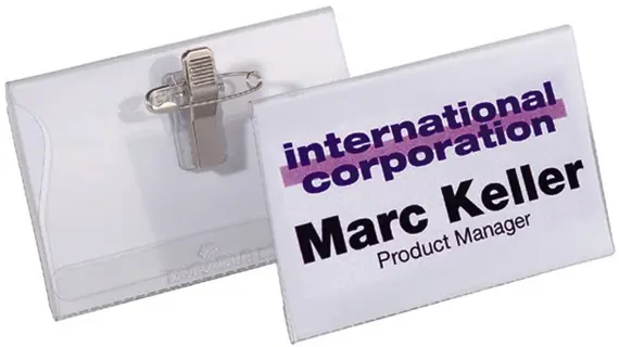 DURABLE Namensschild 8157 mit Kombiklemme 40 x 75 mm transparent