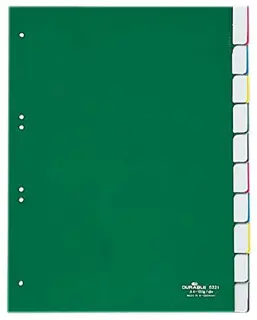 DURABLE Register 6221 A4 10-teilig blanko mit Deckblatt PP 13 µm grün