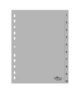 DURABLE Register 6511 A4 10-teilig 1-10 PP 12 µm grau