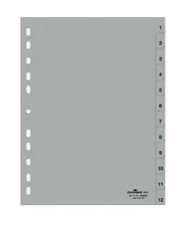 DURABLE Register 6512 A4 12-teilig 1-12 PP 12 µm grau