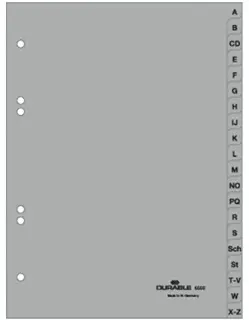 DURABLE Register 6650 A5 20-teilig A-Z PP 12 µm grau