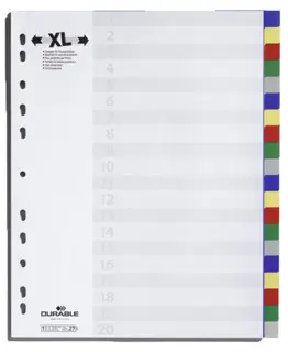 DURABLE Register 6759 A4+ 20-teilig blanko mit Deckblatt PP 12 µm mehrfarbig