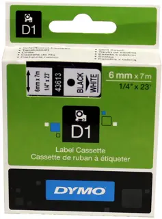 DYMO Schriftband 43613 D1 für LabelManager™ Polyester ablösbar 6 mm x 7 m schwarz auf weiß