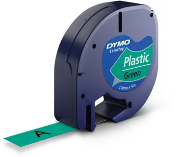 DYMO Schriftband 91204 für LetraTag® Kunststoff 12 mm x 4 m schwarz auf grün