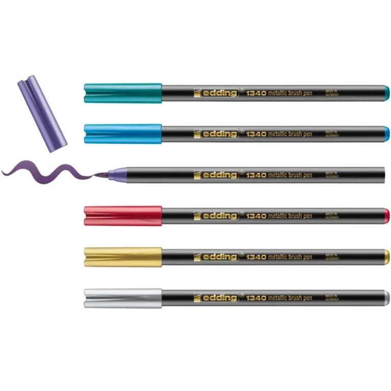 EDDING Pinselstift METALLIC 1340 6 Stück mit Pinselspitze 1-3 mm farbig sortiert