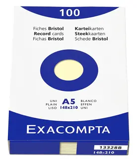 EXACOMPTA Karteikarten 100 Stück DIN A5 glatt gelb