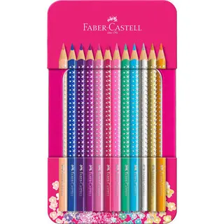 FABER-CASTELL Buntstifte Sparkle 12 Stück im Metalletui farbig sortiert
