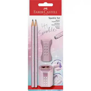 FABER-CASTELL Schreibset Sparkle Grip B im Blister metallic rose