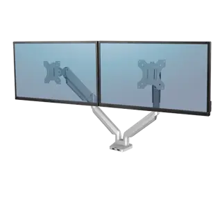 FELLOWES Doppelmonitorarm Platinum bis 32" mit 2 USB-Ports silber